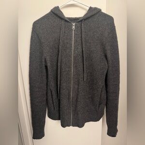 ZADIG & VOLTAIRE Gray Stars 100% Cashmere Hoodie Sweater Cardigan. Size M Zip